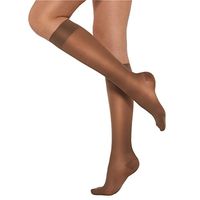 Healthweir Sheer Compression Knee High Stockings for Women 15-20 (EU 18-22) mmHg - Medical Support Closed Toe Ted Hose with Stay-up Band for Varicose Veins Maternity Nursing Flight Travel (4, Camel)