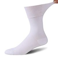 Diabetic Socks for Men, Forcool Womens Seamless Circulatory Non-Binding Cotton Soft Cushioned Dress Crew Socks, 1 Pair White Medium