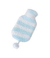 Blue Stripe Cute Hot Water Bottle with Soft Flannel Cover Portable, 20 * 12.5cm
