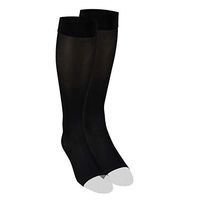 Truform Women's Compression 15-20 mmHg Knee High Open Toe Stockings Black, Medium, 2 Count