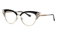 SOOLALA Womens Rhinestones Cateye Reading Glass Eyeglass Frame, Black, 1.5
