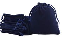 Sansam 25pcs Navy Drawstrings Velvet Bags for Jewelry, Gift, Wedding Favors, Candy Bags, Party Favors, 4.8x6.0''