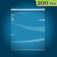 200 Count - 12" x 15" Self Seal Clear Cello Cellophane Resealable Plastic Poly Bags for Clothing, T-Shirts, Pants