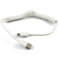 WHITE Coiled Micro USB 2.0 Data Sync Cable Charging Power Wire for Cricket HTC Desire 510 - Cricket HTC One SV - Cricket HTC One V - Cricket Huawei Mercury - Cricket Kyocera Hydro Plus - Cricket LG Optimus L70