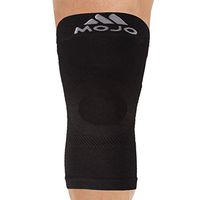 Mojo Comfortable Adjustable Knee Compression Support Sleeve for Joint Pain Relief | Non-Binding | Easy to Pull | Two-Way Stretch Support | Low-Profile Design | Medium | Black