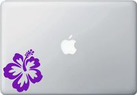 Hawaiian Hibiscus Flower - Macbook or Laptop Vinyl Decal (3.75"w x 4"h) (Purple)