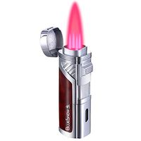Torch Lighters, Quad Jet Flame Butane Lighter 4 Flame Torch Lighter Fluid Refillable Jet Lighter with Puncher Cutter Butane Window (Butane Not Included)
