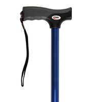 Carex Soft Grip Walking Cane - Height Adjustable Cane With Wrist Strap - Latex Free Soft Cushion Handle, Metallic Blue