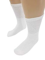 Men's/Women's Diabetic Crew Socks Circulatory Non Binding Top Loose Fit Size 10-13 White 12-Pack
