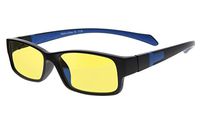 Eyekepper UV and Computer/TV Electromagnetic Radiation Protection,Scratch Resistant, Anti Blue Light More Than 94% Computer Glasses, Yellow Tinted Lens (Black/Blue Arm +1.50)