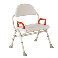 Shower Seat Load-Bearing 130kg, Adjustable Portable Bath Stool, Bathroom Folding Seat with Drain Hole, Detachable Backrest and Armrest, Medical Shower for The Elderly, Disabled, White