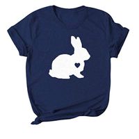 Eoeth Plus Size Women Easter Bunny Tops T-Shirt Funny Casual Short Pullover Sleeve Summer Blouse Shirts Tees Tracksuits Navy