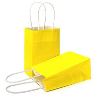 AZOWA Gift Bags Mini Small Kraft Paper Bags with Handles (4 x 2.4 x 6 in, Yellow, 12 Pcs)