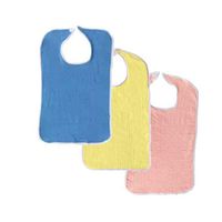 3 Terry Adult Bib with Hook and Loop Closure (Royal, Yellow, Pink)