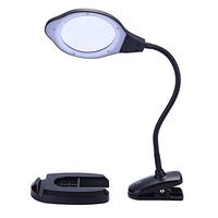 Magnifier Desktop Clip Hands Free Double Lens 2X 4X Magnifying Glass with LED Light USB Powered Desk Lamp Old Man Reading Magnifying Mirror, Black