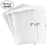 300ct Resealable Adhesive Treat Tiny Clear Bags 2x3-1.4 mils Thick Self Sealing OPP Poly Bags for Jewelry Candies (2" x 3" - 300ct)