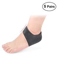 PeleusTech Heel Guard Gel Set, 5Pairs Heel Protectors - Relieve Heel Pain from Plantar Fasciitis - Heel Spur - Cracked Heels - (Black)
