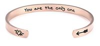 fishhook Personalized Engraved Inspirational Motivational Mantra Quote Arrow Heart Stainless Steel Cuff Bangle Bracelet for Women Girls (Rose Gold, You are The only one)