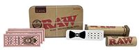 Abadie Rolling Paper 1 1/4 (3 Pack), RAW 79mm Roller, RAW Tin Box, with Hippie Butler Grind Card - 7 Item Bundle