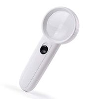 5X Handheld Magnifying Glass with LED Light HD Lens for Book Reading, Jewelry Identification, Watches, DIY Crafts Carving and Repair, White 56 * 145mm