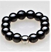 Stretch Black Magnetrim Pinky/Toe Ring with Silver Ball (S)