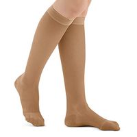 Knee High Compression Stockings, Firm (20-30 mmHg), Closed Toe - Made in USA, Beige, Medium - Made in The USA