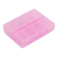 uxcell Pill Tablet 8 Slots Dispenser Organizer Storage Case Box Clear Pink