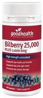 Good Health Bilberry 25,000mg Plus Lutein 6mg Supports Eye Health and Function 60 CPAS