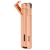 Metal Small Windproof Jet Torch Flame Butane Viewable Cigar Cigarette Lighter with Lock Gold