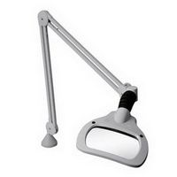 Luxo WAVE LED Magnifier, 30" Arm, 3.5 Diop, Edge Clamp, Gry
