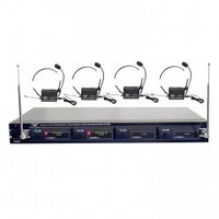 Pyle Pdwm4400 Rack Mountable 4 Mic Wireless Headset System Pdw-m4400