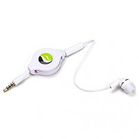 Premium Retractable Headset Mono Hands-Free Earphone Mic Single Earbud Headphone Earpiece in-Ear Wired [3.5mm] White for Verizon Samsung Galaxy J3 Mission Eclipse - Verizon Samsung Galaxy J7 V (2017)