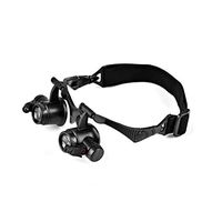 PAN Head Magnifying Glass Headset Eyeglasses with Light Jewelers Loupe 10X 15X 20X 25X Interchangeable Lenses Lighted Headband Magnifier for Watch/Electronic Repair