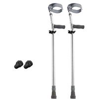 Fracture Crutches, Disabled Crutches, Inconvenient Movements, Medical Crutches, Rehabilitation, Underarms, Telescopic, Cramps, Light, Elastic, Elbows, Arms, Walkers, Crutches,Silver