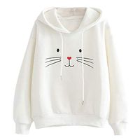 Kemilove 2018 New Women Autumn Long Sleeve Cat Printing Hooded Sweatshirt Blouse Tops Sweatshirt