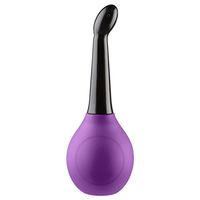 Cloud 9 Novelties Premium Deluxe Enema Douche EZ Squeeze Bulb with Soft Tip and Non Tip Base Comfort Curved PVC Nozzle, Purple/Black