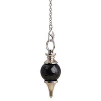 GEM-inside Globular Natural Black Agate 1.57" Dowsing Chakra Pendulum for Divination Real Stone Reiki Pendant Necklaces for Women Energy Healing