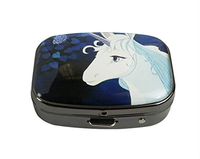 XUTAI Custom Personalized Square Stainless Steel Gun Silver Glass Travel Pill Case Vitamin Decoration Box (The Last Unicorn Anime)