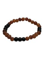 Baltic Amber Adult Bracelet - Blocks Radiation - Pain Relief for Carpel Tunnel, Arthritis, Migraines - Certified Amber and Gemstones (Raw Cognac + Shungite)