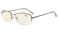 Eyekepper Classic Metal Frame Half Rim Spring Temples Computer Reading Glasses Readers (Gunmetal, Yellow Tinted Lenses) +2.5