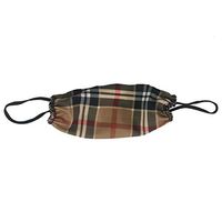 Adult Unisex Stretchy Washable 2 Ply Ear Loop Fashion Face Mask for Festival Rave Protection One Size (0-13) Tan Modern Plaid