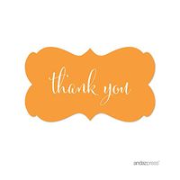 Andaz Press Fancy Frame Rectangular Label Stickers, Thank You, Orange, 36-Pack