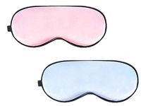 MINILUJIA Super Soft Natural Silk Sleep Mask for Kids Travel Relax with Adjustable Strap Silk Eye Mask for Sleeping Blocking Light 2 Pack (Pink/Blue)