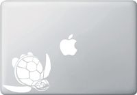 Sea Turtle - Honu - Macbook or Laptop Vinyl Decal - Copyright 2014 - Yadda-Yadda Design Co. (4.5"w x 3.75"h) (WHITE)