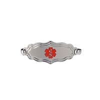 Divoti Custom Engraved 316L Medical ID Tags - Victorian Art Deco Womens Medical ID Tag for Bracelet - Horizontally Connect - TP Red