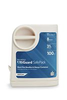 UltiCare UltiGuard Short Pen Needles, 31 ga. x 5/16", Dispenser and Sharps Container, Box of 100