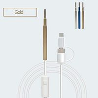 JM-D iPhone Ear Endoscope WiFi Safe Earwax Cleaner Earpick Tool with 1.3 Megapixels IP67 Waterproof 6 LED Lights for iPhone iOS Android Windows Mac,Gold