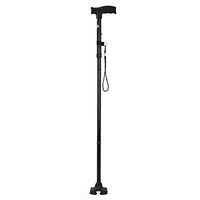 Elderly and Disabled Crutches- Thickened Aluminum Alloy Folding Cane 4 Section Telescopic Adjustable Height Walking Stick Anti-Slip Elderly Four-Legged Cane (Color : Black, Size : 96cm x 10cm)