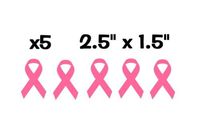 X5 / Five Individual Breast Cancer Awareness Ribbons Pink Pack Vinyl Decal Stickers - Measures 2.5" Inches X 1.5" Inches Each