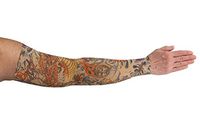 Lymphedivas Lotus Dragon Tattoo Arm Sleeve 20-30mmHg Long with Diva Diamond Band Small